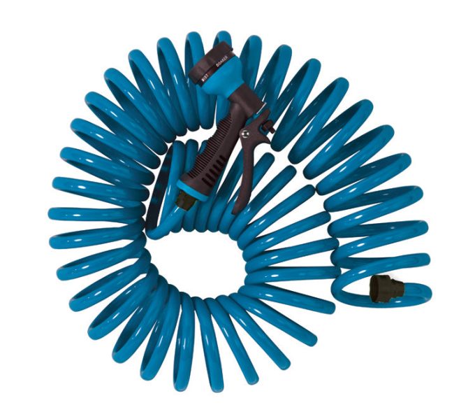 50 Foot Coil Hose with ABS threads and 8 Pattern Nozzle