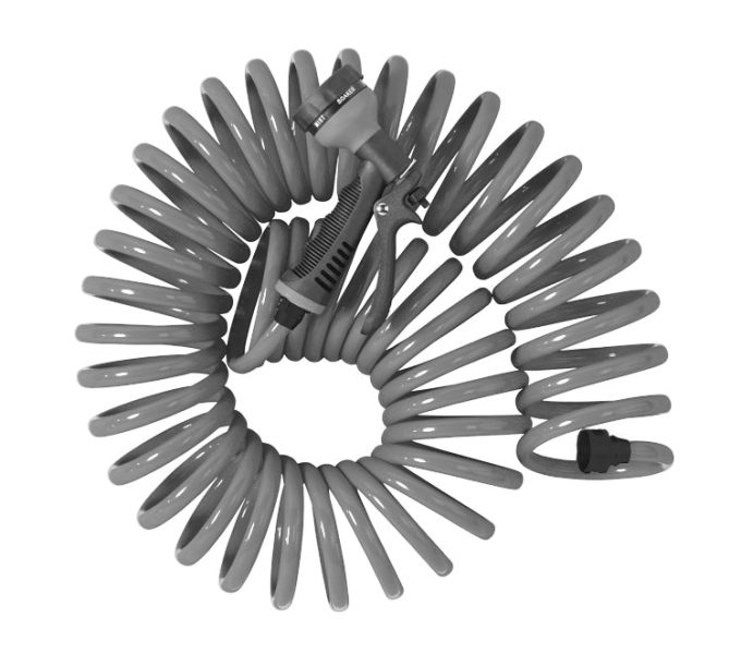 50 Foot Coil Hose with ABS threads and 8 Pattern Nozzle